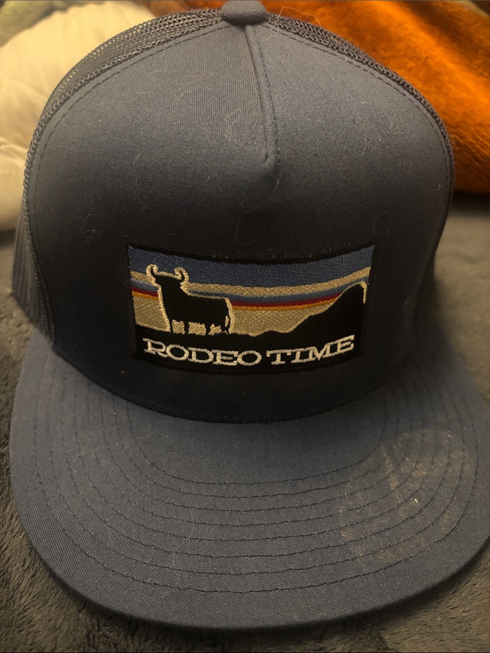 The Classic Navy ‘Rodeo Time’ Patch Trucker Hat